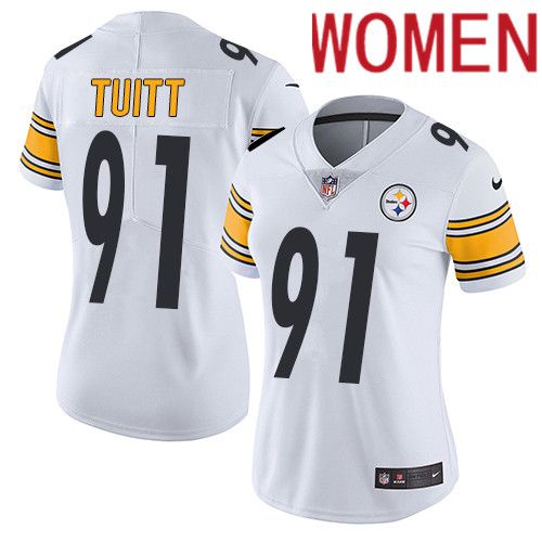 Women Pittsburgh Steelers #91 Stephon Tuitt Nike White Vapor Limited NFL Jersey->women nfl jersey->Women Jersey